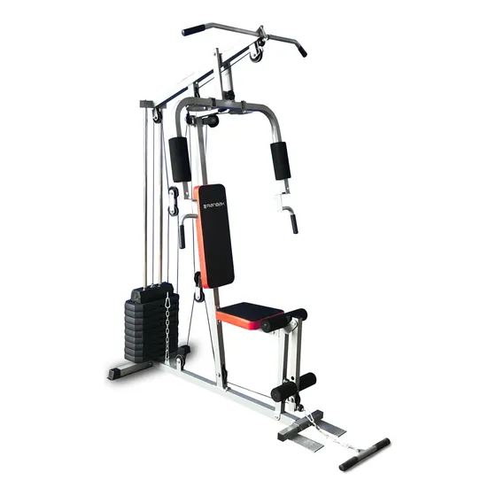 Multigym Ranbak 602 Con 44.5 Kg De Carga Estructura Plateado Tapizado Negro