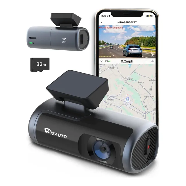 VISAUTO C10 Dashcam para Auto, Camara para Carro con WiFi 2.5 k, Dash CAM para Automovil Interior con Visión Nocturna, Tarjeta de 32 GB, Sensor G, Monitor de Aparcamiento