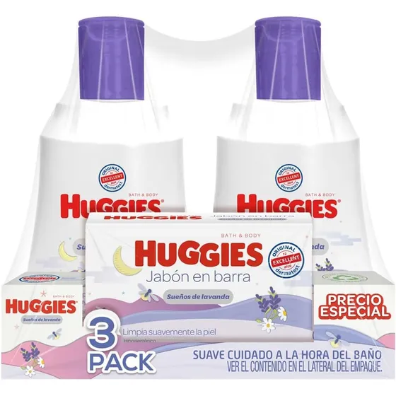 Huggies Kit Bebe Jabón, shampoo Y Crema Cuidado Relajante