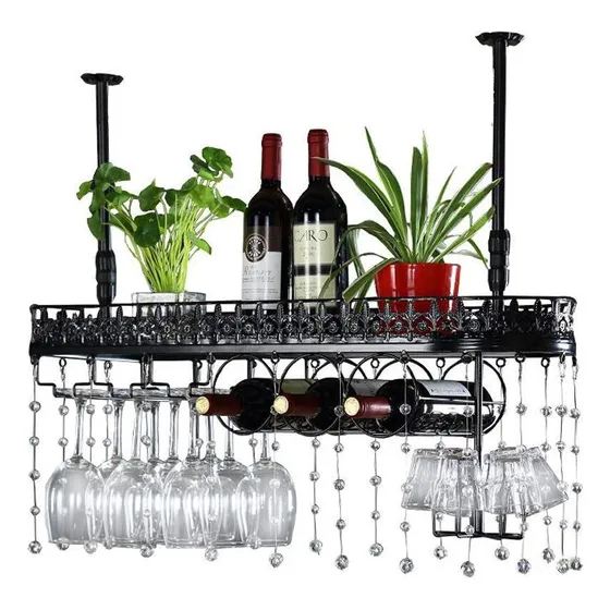 Soporte Pared Para Bar O Vino Vidrio Colgante Cadena Cristal