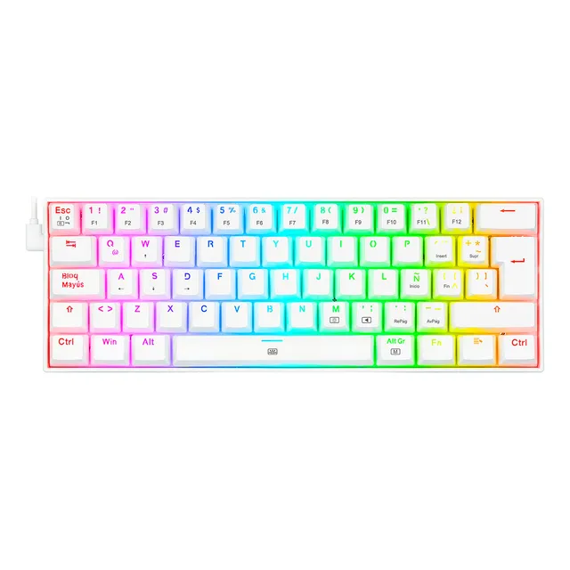 Teclado Mecánico Redragon Dragonborn K630w Blanco Español Red Switch