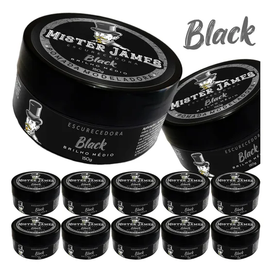 Kit 10un Pomada Capilar Efeito Black Atacado - Mister James