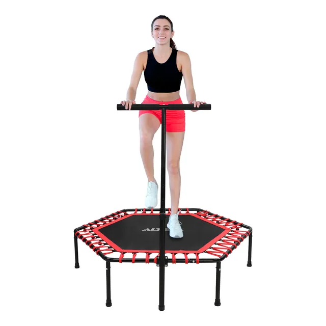 Trampolin Ejercicio Aerobico Altera Fitness Hexagonal Con Barra Agarradera Gym Jumping Aerobics Color Rojo