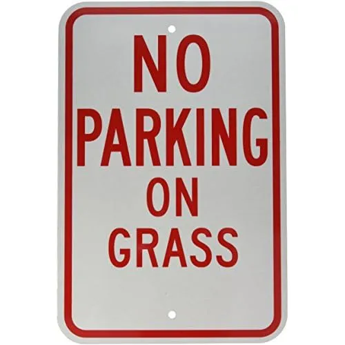 Cartel De  Prohibido Estacionar Césped , Señal De Alu...