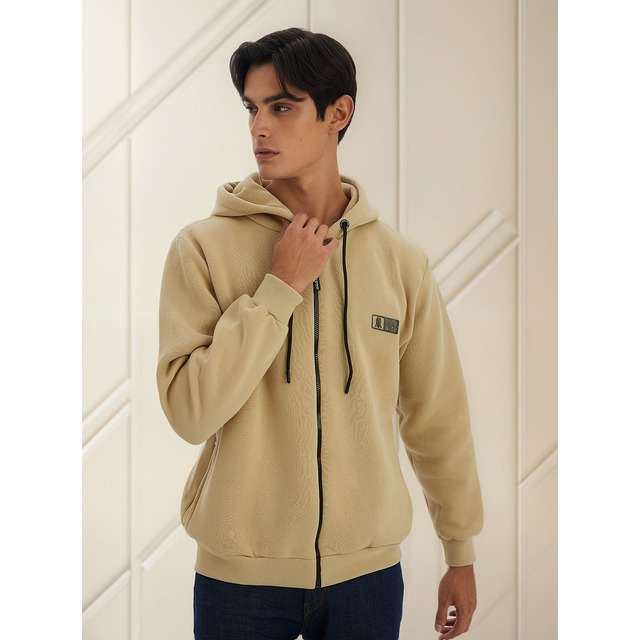 Blusa Moletom Masculina Com Zíper Polo Wear Bege Médio