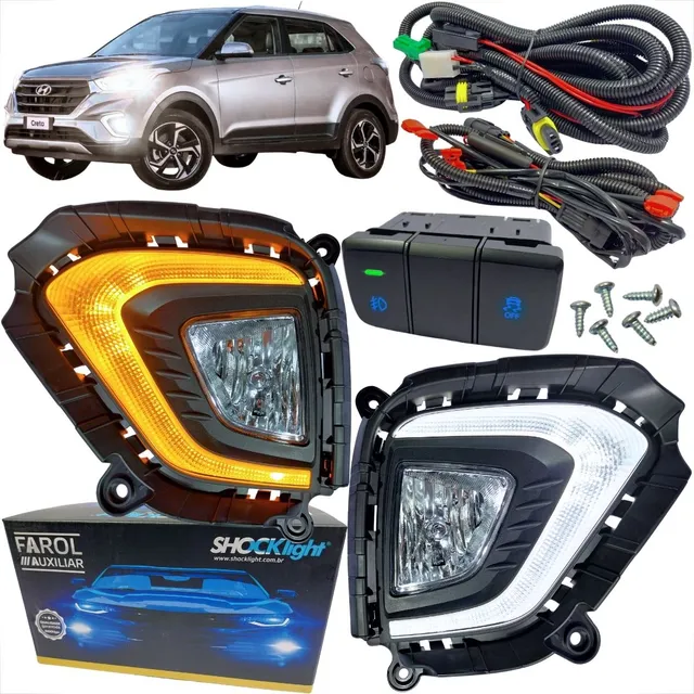 Kit Farol Milha Hyundai Creta 20 À 2023 Drl Seta Bt Mod Orig