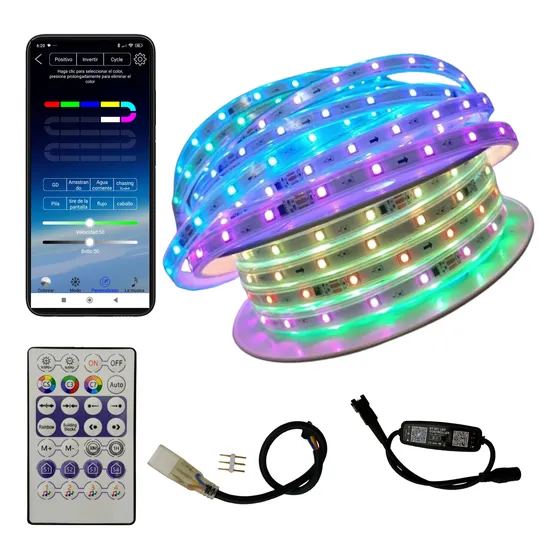 Manguera Tira Led Pixel Rgb 25 Mts 5050 24v Bluetooth App Rgb