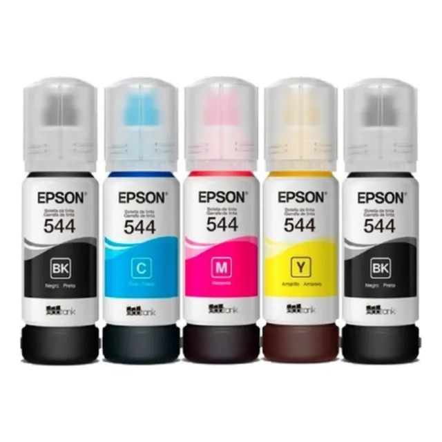 Kit X5 Tintas Epson 544 Impresora L3210 L3250 L5590 L3110