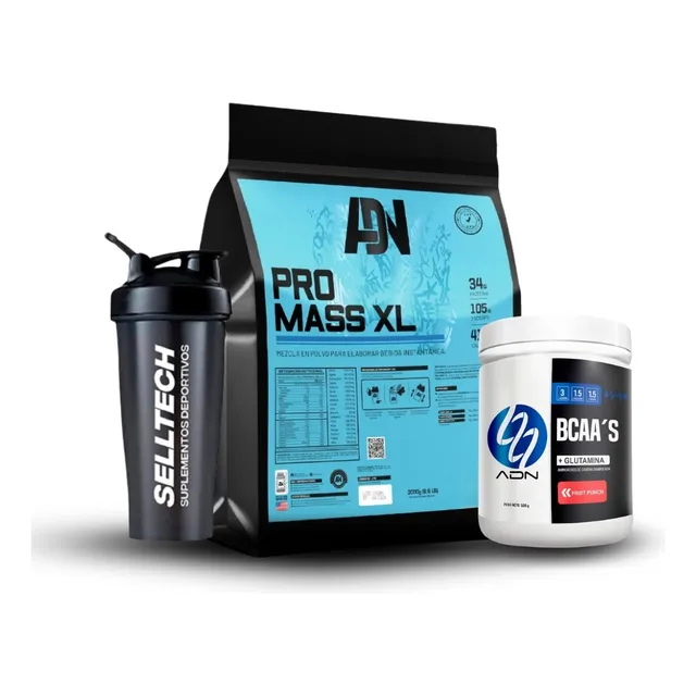 Pack Adn Pro Mass Xl 3kg Chocolate + Bcca 500gr Fruit Punch