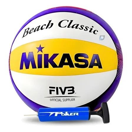 Bola De Vôlei Mikasa Praia Vxl 30 Com Bomba Ar -original