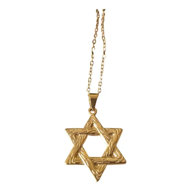 Collar Estrella De David Brillante 45cm Acero Barquisimeto