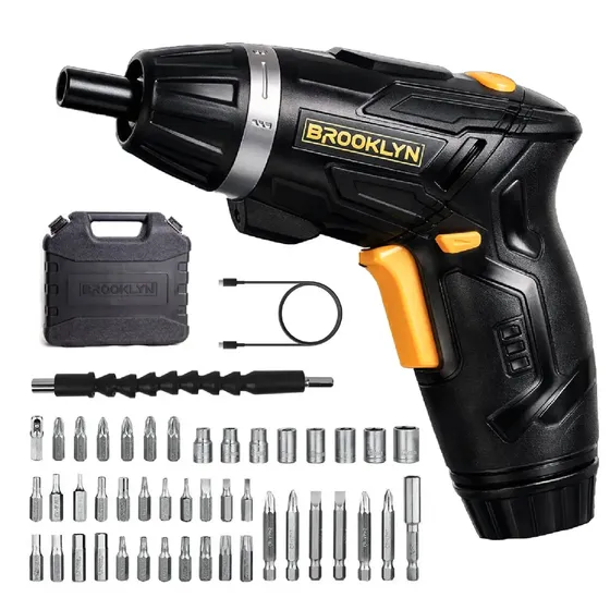 Atornillador Inalambrico Brooklyn Carga Usb + 45 Acc Negro 3.6v | Cuotas sin interés