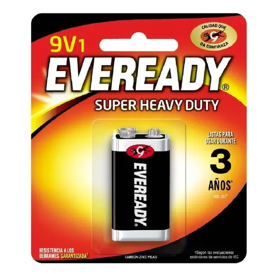 Pila Eveready Carbon Zinc 9v Rectangular L552 Blister 1 Unidad