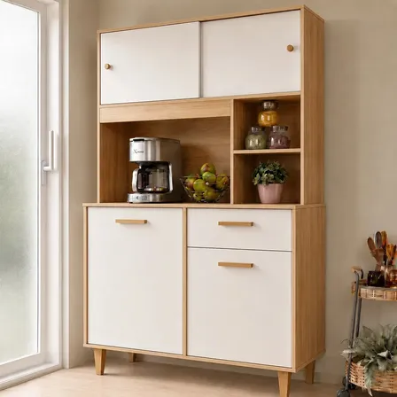 Armário De Cozinha Completa Compacta Dália 5 Portas 1 Gaveta Com Balcão Paneleiro Blue Moby