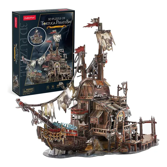 Rompecabezas Puzzle 3d Bahia Pirata Tortuga Cubicfun Nuevo