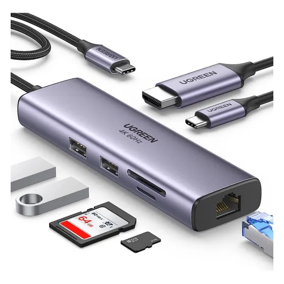 Hub Usb C, Usb 3.0, Hdmi, Rj45, Acepta Cargador Usb C