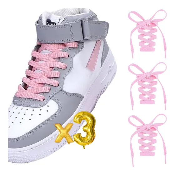 Pack X3 Cordones Para Zapatillas Adidas Nike Premium 140cm Rosa