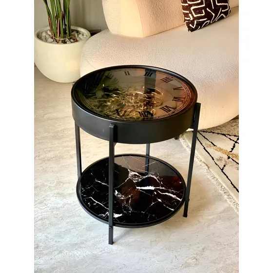 Mesa Ratona Increíble Living Única Reloj Vintage Vidrio Lujo