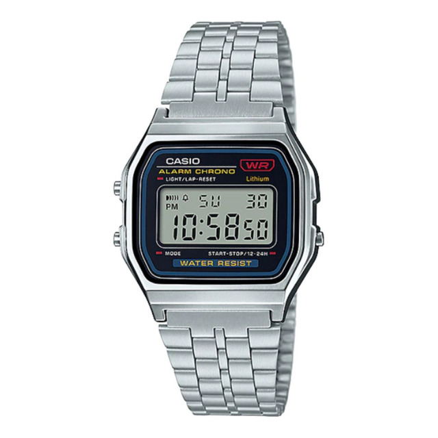 Relógio De Pulso Casio Vintage A159 Com Corpo Prateado, Digital, Para Sem Gênero, Fundo Pr... Relógio De Pulso Casio Vintage A159 Com Corpo Prateado, Digital, Para Sem Gênero, Fundo Pr...