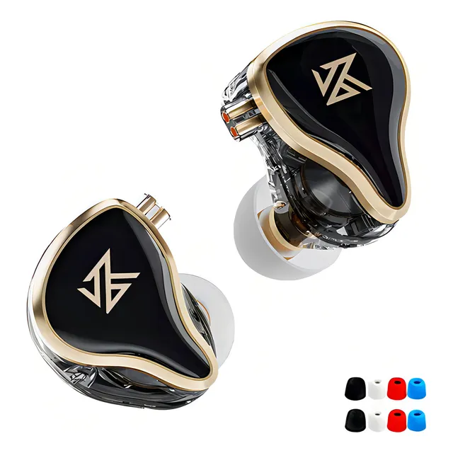 Audifonos Kz Zas Metal Alta Fidelidad Con Micrófono Cable De Lujo Color Negro