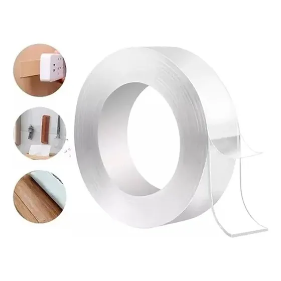 Cinta Adhesiva Nano Tape Gel Doble Faz Transparente 3 Mt 3cm
