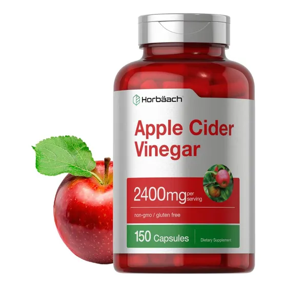 Horbaach Apple Sider Vinegar Cápsulas De Vinagre De Sidra De Manzana | 2400 Mg | 150 Unidades | Suplemento Sin Ogm Y Sin Gluten - Tamaño 150 Capsulas Vegetarianas
