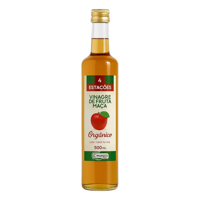 Vinagre De Maça 100% Orgânico Acidez 4,2% 500ml - 4 Estações