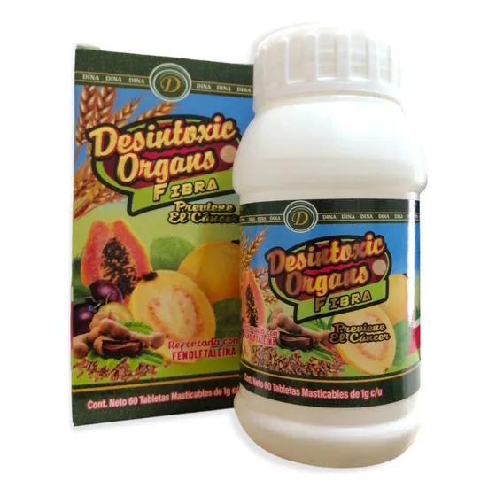Desintoxica Organos 60tab 3pz Fibra Ciruela Linaza Papaya Sabor Insaboro
