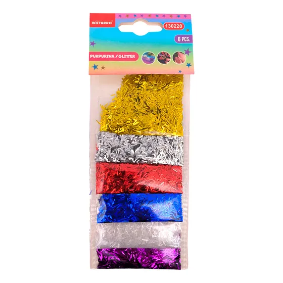 Lentejuelas Purpurina 6 Sobres Manualidades Color Palitos