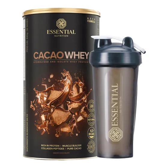 Cacao / Vanilla Whey Lata 30 Doses + Coqueteleira Essential