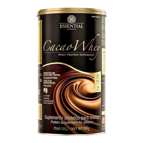 Suplemento em  pó Essential Nutrition  Cacao Whey proteína sabor  chocolate em lata de 900g