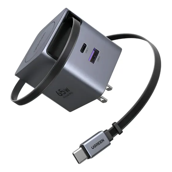 Ugreen Cargador Usb-c 65w Gan Pd Retractil Para iPhone 17 Gris | Cuotas sin interés
