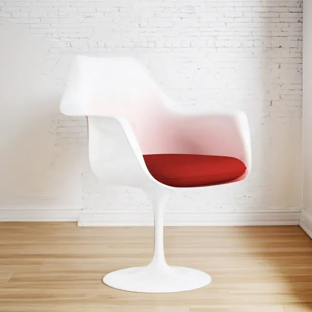 Sillon Tulip Saarinen Giratoria De Fibra De Vidrio Blanco