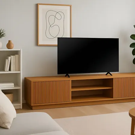 Rack Mavaular Valência MDF Natural 180cm Para TV Até 75'' 2 Portas Moderno