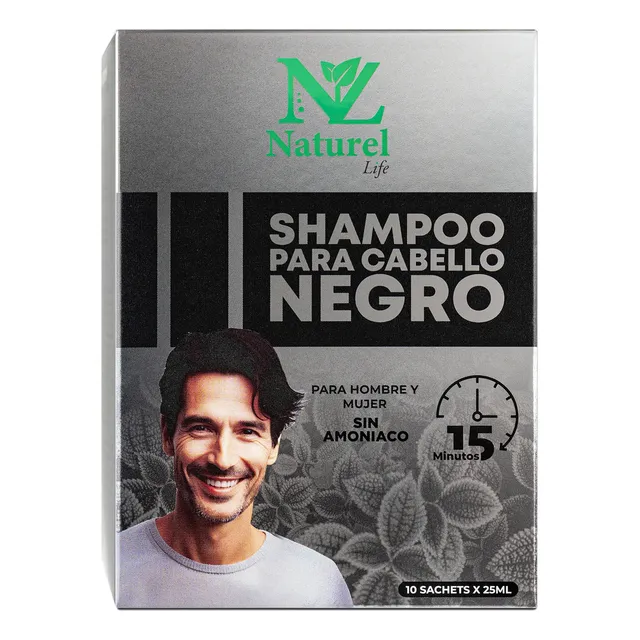 Shampoo Tinte Anticanas Negro Naturel Hombre
