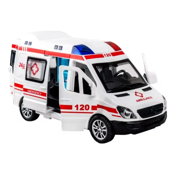 Mini Modelo De Coche  Ambulancia De Luz Y Sonido 1:32 Ambulancia Blanco