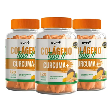 3x Cúrcuma + Colágeno Tipo 2 - 360 Cápsulas De 500mg Ryco