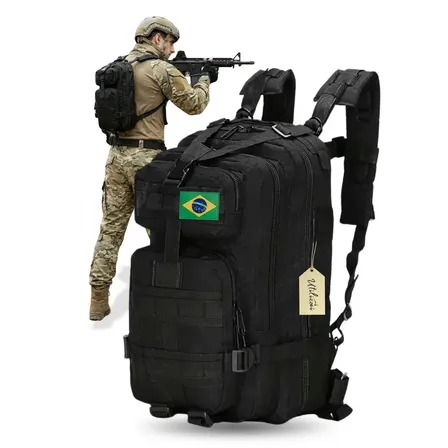 Mochila Militar Bolsa Tática Resistente 30 Litros Super Reforçada Impermeável Bandeira Brasil Brinde Utilizzei