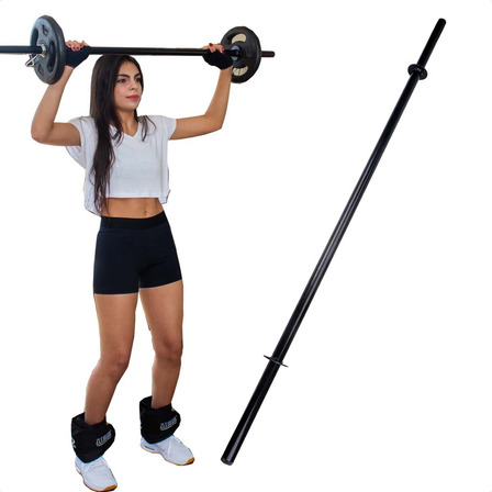 Barra Para Musculação 1.30m Supino Bíceps Com Presilha Pump Cor Preto Barra Para Musculação 1.30m Supino Bíceps Com Presilha Pump Cor Preto