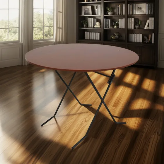 Mesa De Comedor Plegable Redonda 1 Metro De Diametro - Base De Caño Y Tapa De Melamina - Directo De Fabrica