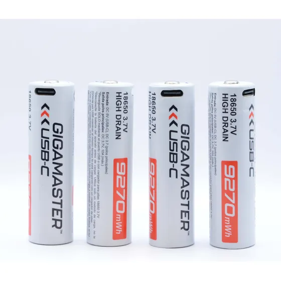 Pack 4 Pilas 18650 3.7v Recargables Usb Con Cable Cargador