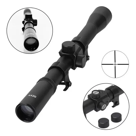 Mira Telescopica 4x20 Rifles Aire Comprimido + Anclajes