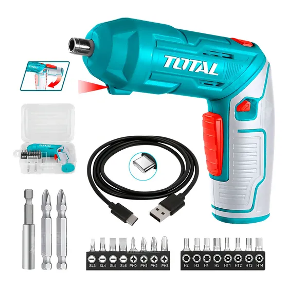 Destornillador Inalambrico TSDLI0442 Azul petróleo 4V, Inlcuye Cable USB Tipo C