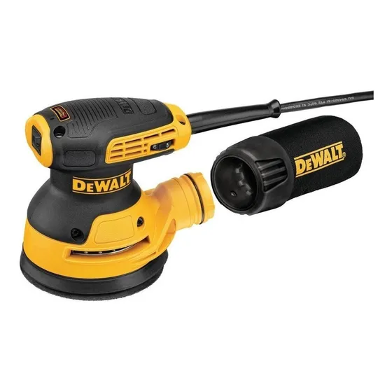 Lijadora profesional orbital DeWalt DWE6423K con sistema velcro amarilla 127V