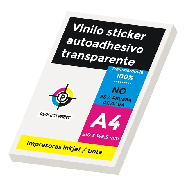 Vinilo Sticker Transparente A4 X 10 Hojas Para Tinta Inkjet