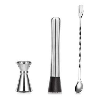 Set Coctelería Kit 3 Piezas Utensilios De Acero Inoxidable Set Coctelería Kit 3 Piezas Utensilios De Acero Inoxidable