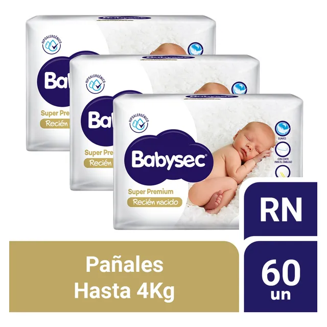 Pack 03 Pañal Babysec Recien Nacido 20 Un
