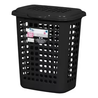 Cesto Preto Para Roupas Lavanderia Com Tampa 30l Multiuso Cesto Preto Para Roupas Lavanderia Com Tampa 30l Multiuso