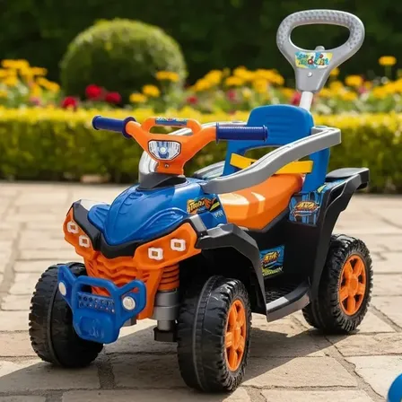 Carrinho De Passeio Wheels Quadriciclo Infantil Andador Empurrador Maral Baby Quad Laranja