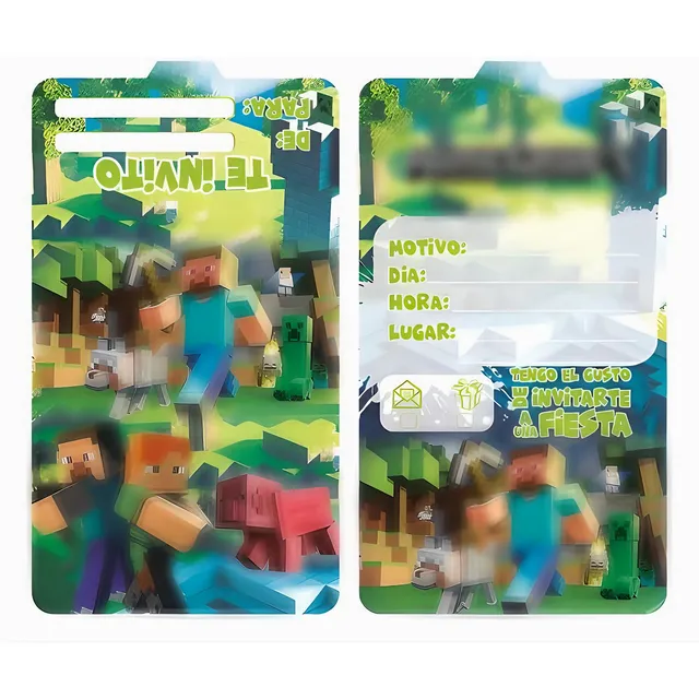 Tarjetas De Invitación Videojuego Bloques Para Cumpleaños